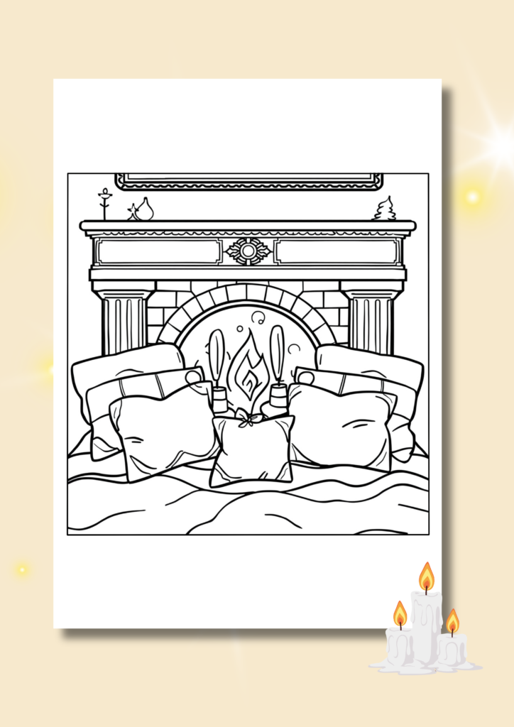 free winter fireplace coloring pages