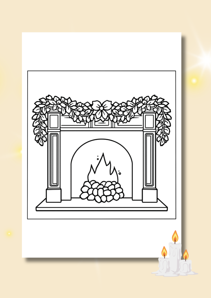 free winter fireplace coloring pages