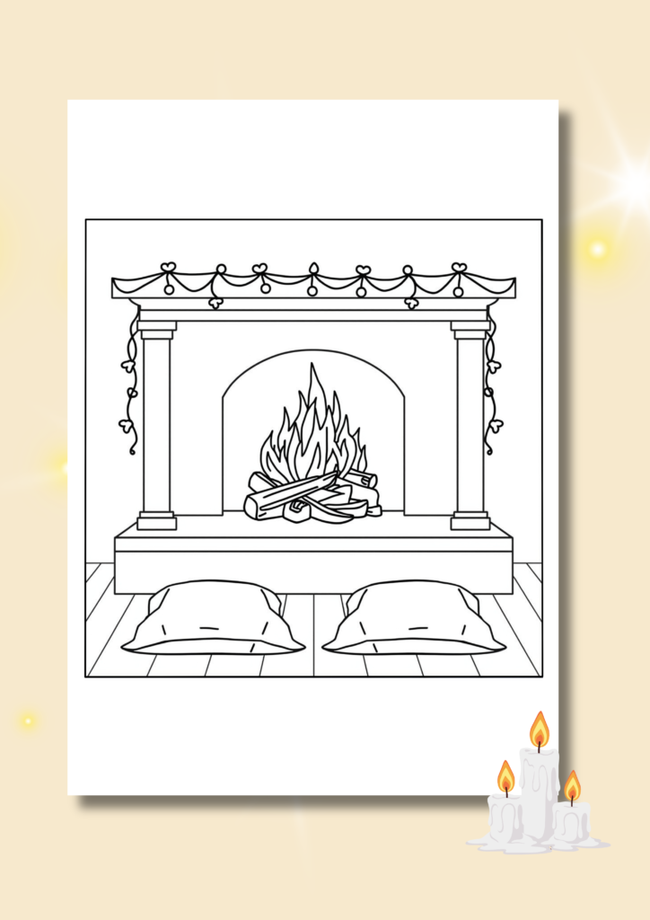 free winter fireplace coloring pages