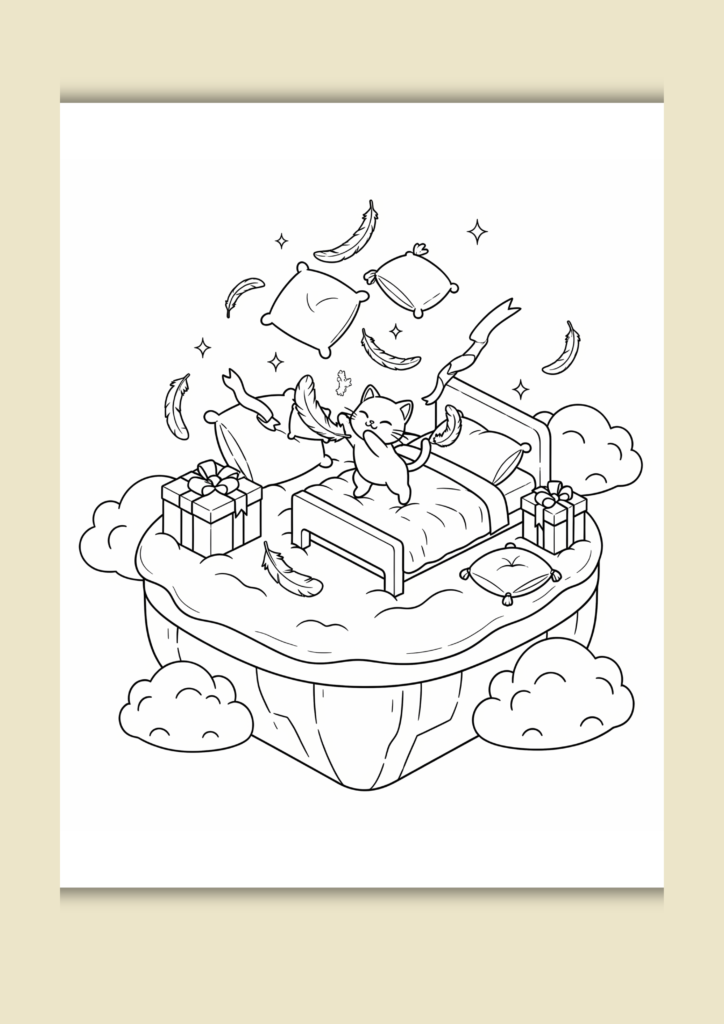 Cat Christmas tale coloring pages