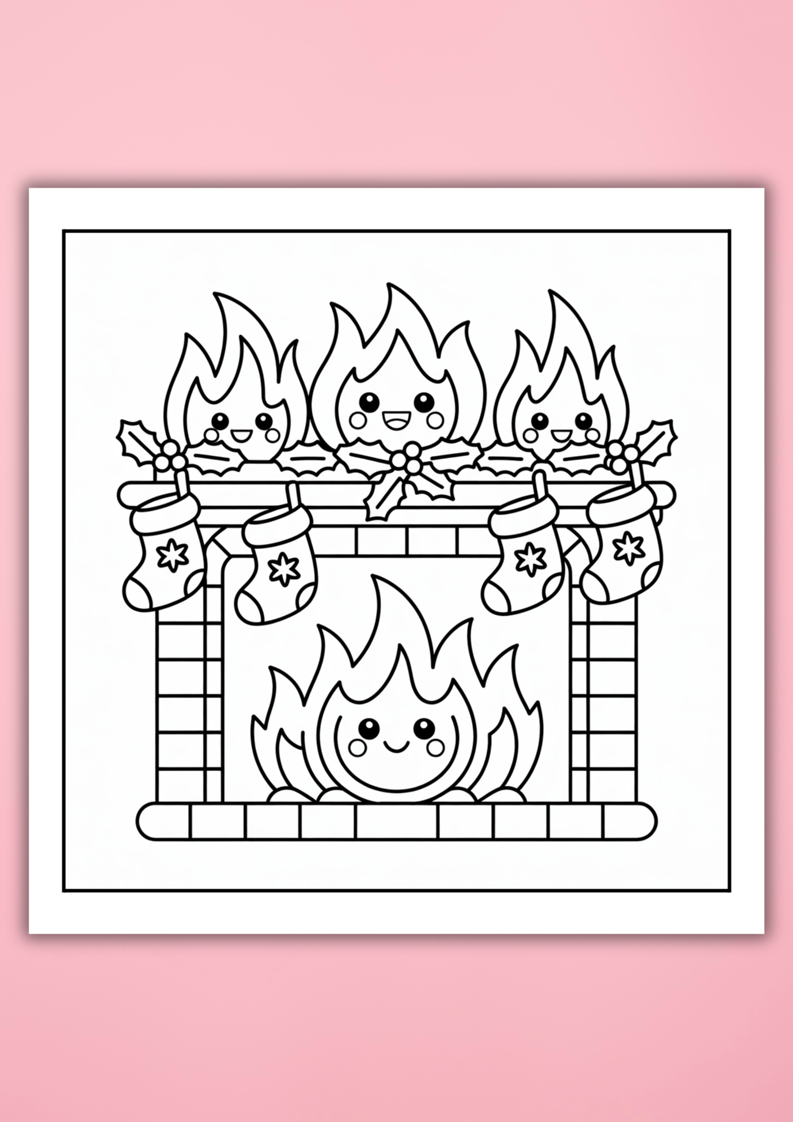 kawaii Christmas coloring pages
