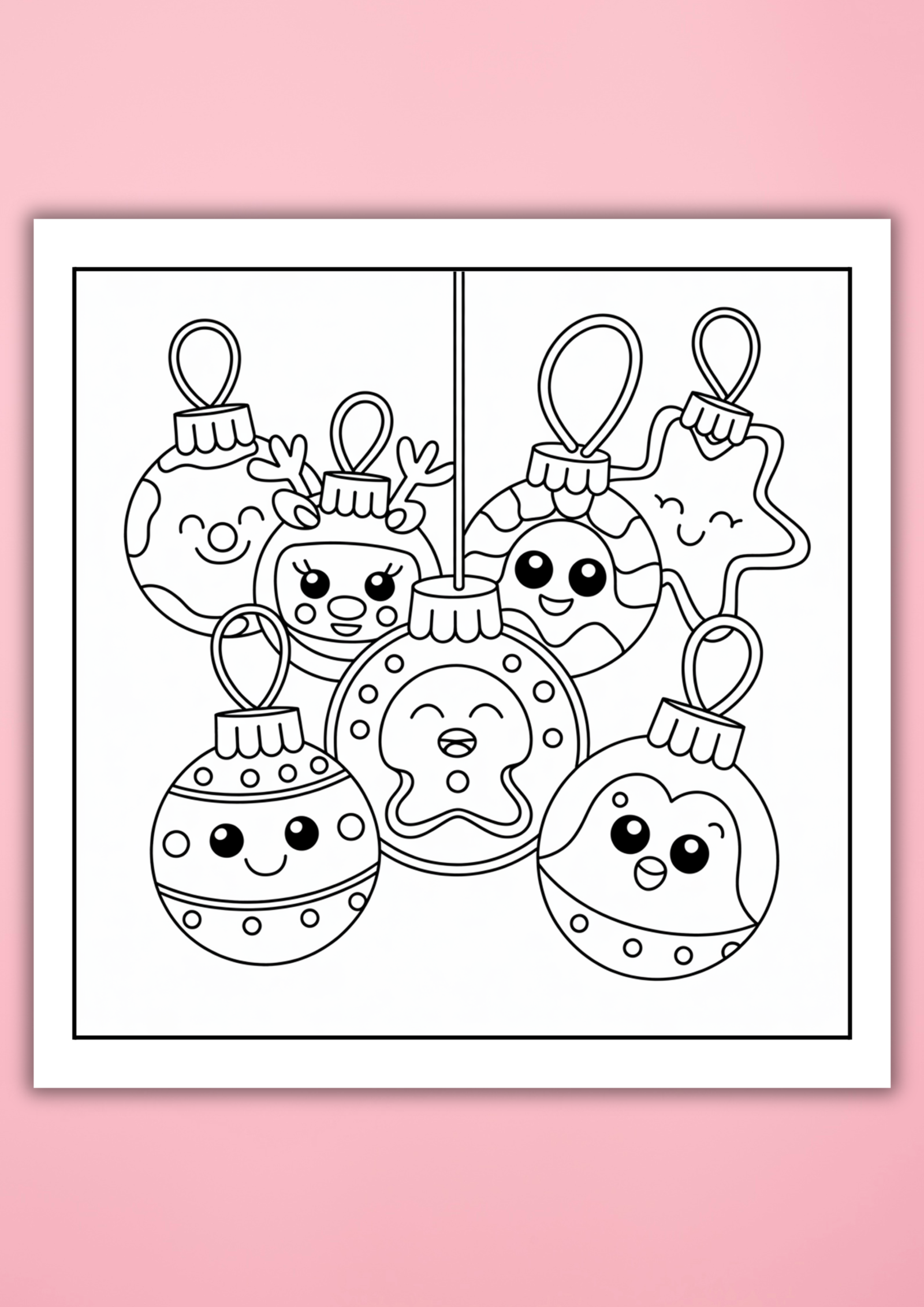 kawaii Christmas coloring pages