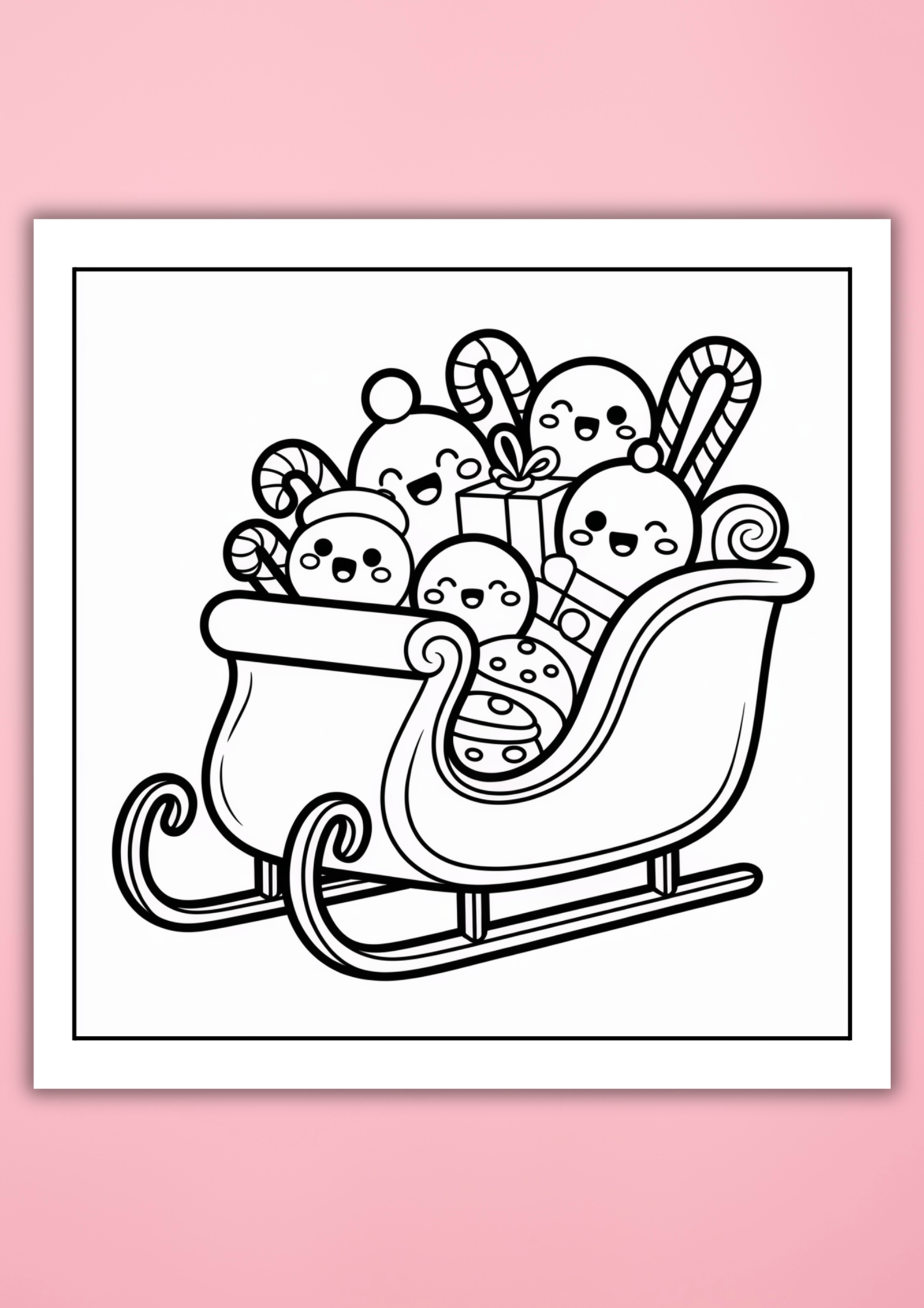 kawaii Christmas coloring pages
