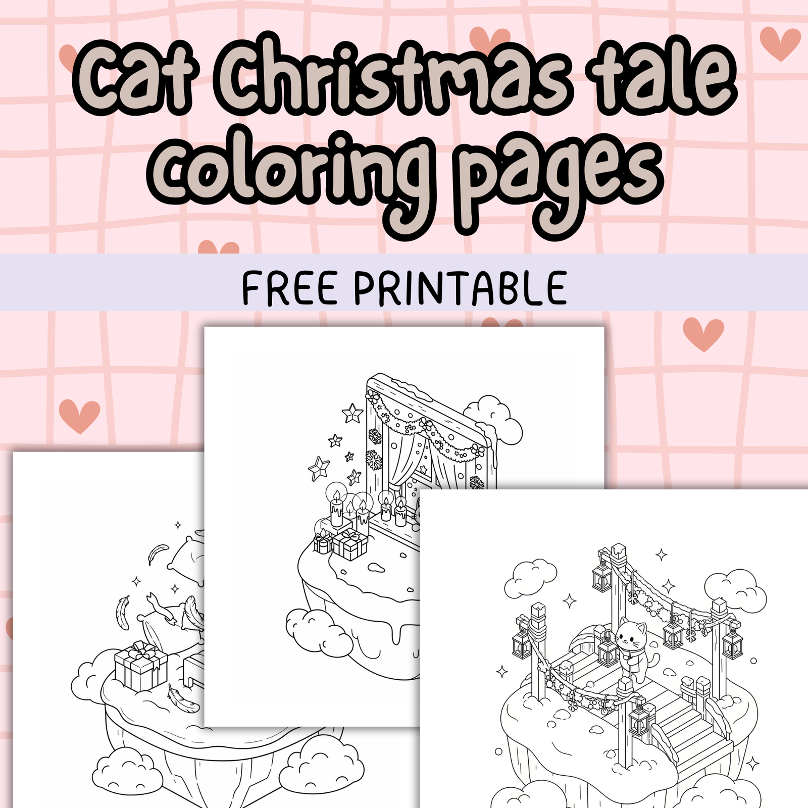 cat Christmas tale coloring pages