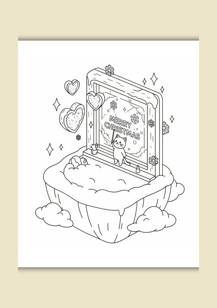 Cat Christmas tale coloring pages
