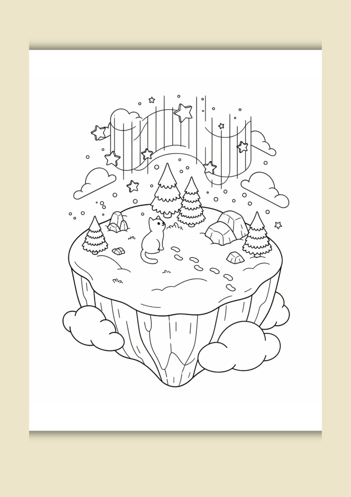 Cat Christmas tale coloring pages