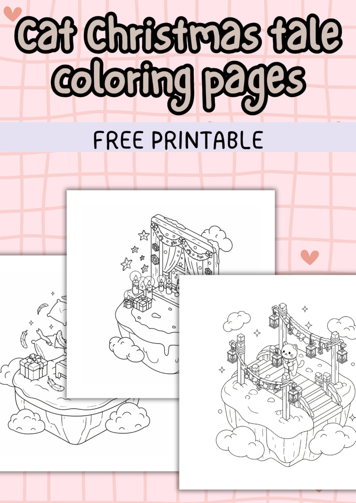 Cat Christmas tales coloring pages