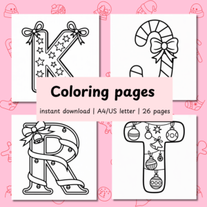 Christmas alphabet coloring pages