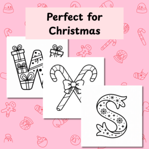 Christmas alphabet coloring pages