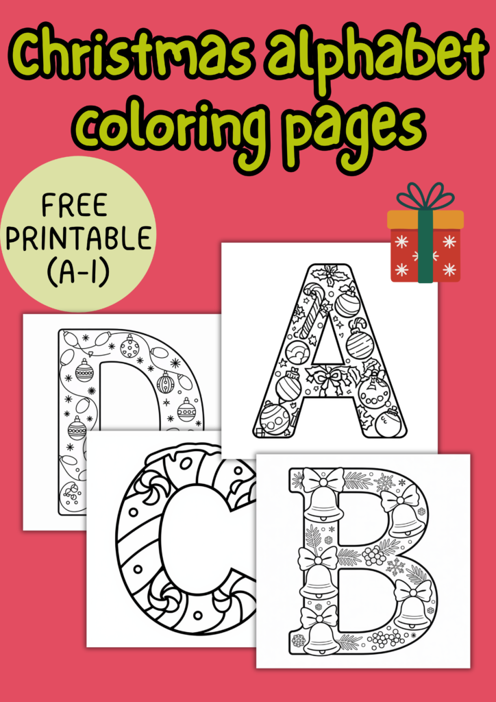 Christmas alphabet coloring pages
