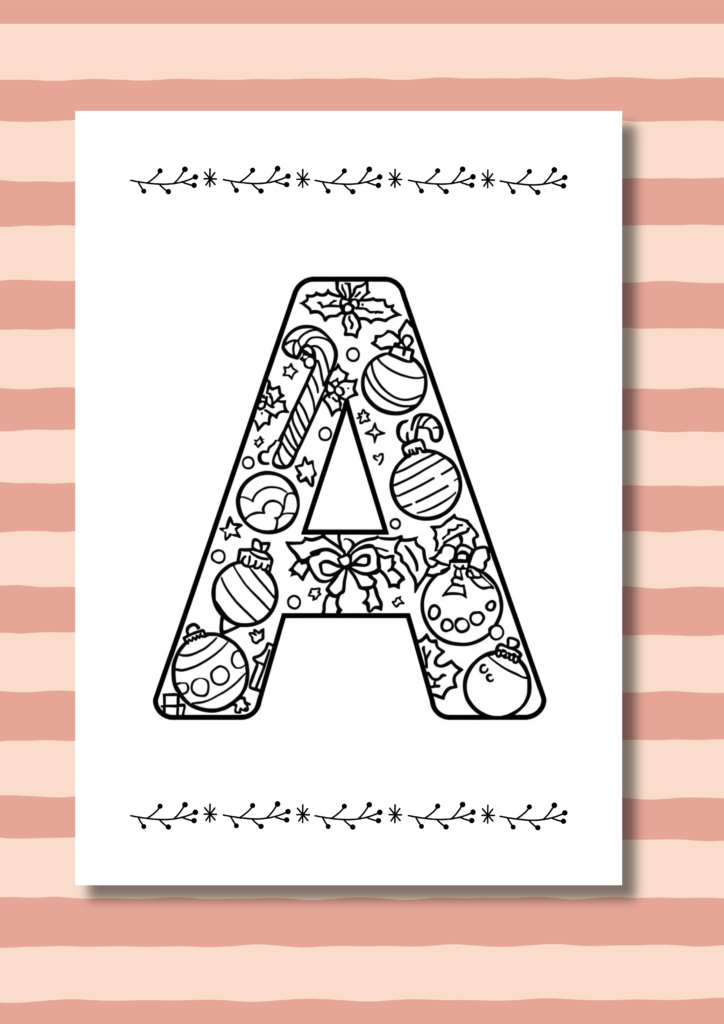 Christmas alphabet A coloring pages