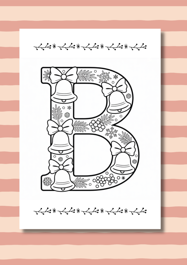 Christmas alphabet B coloring pages