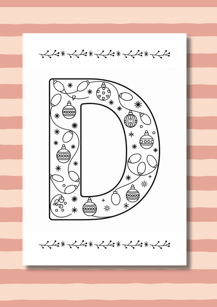 Christmas alphabet D coloring pages