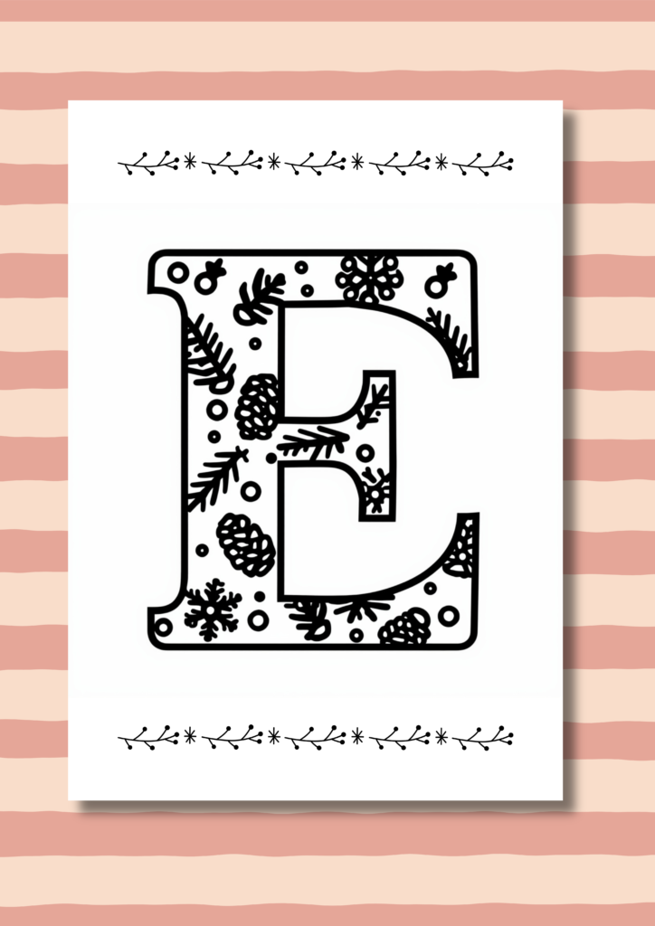 Christmas alphabet E coloring pages