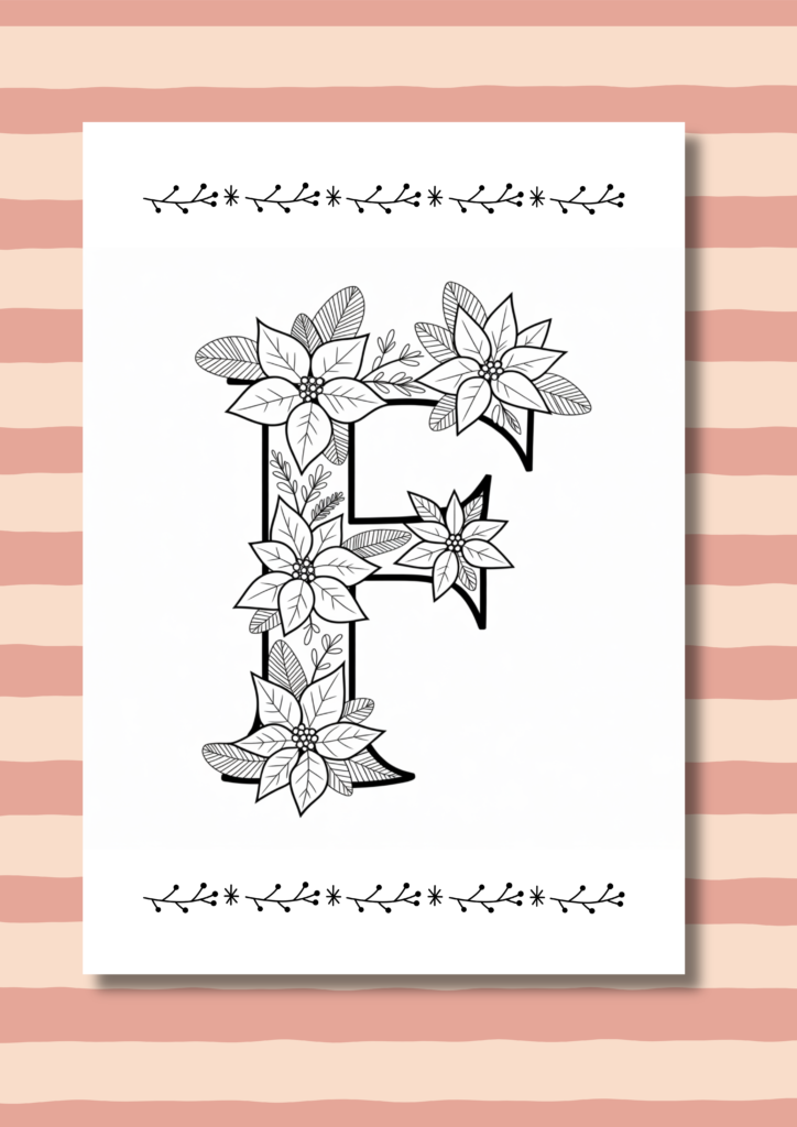 Christmas alphabet F coloring pages