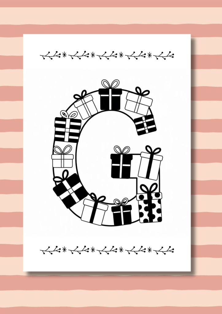 Christmas alphabet G coloring pages