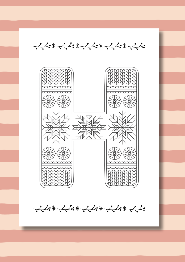 Christmas alphabet H coloring pages