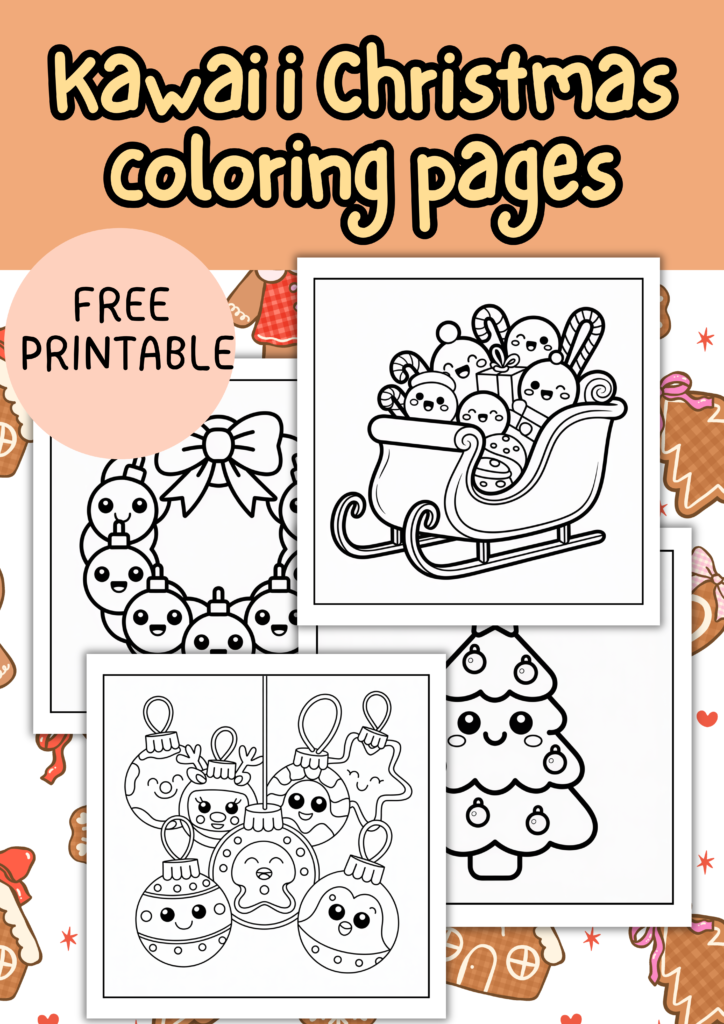 kawaii christmas coloring pages