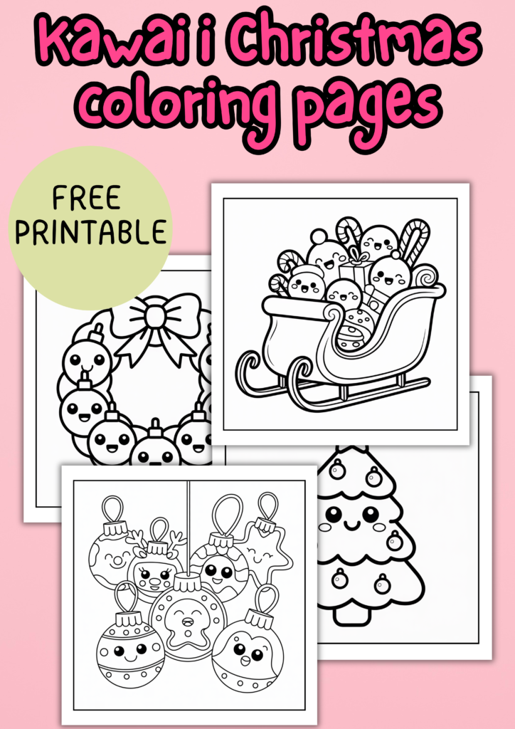 kawaii christmas coloring pages