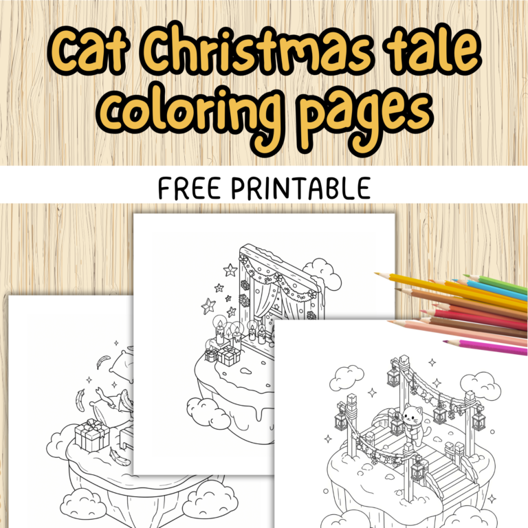 cat Christmas tale coloring pages