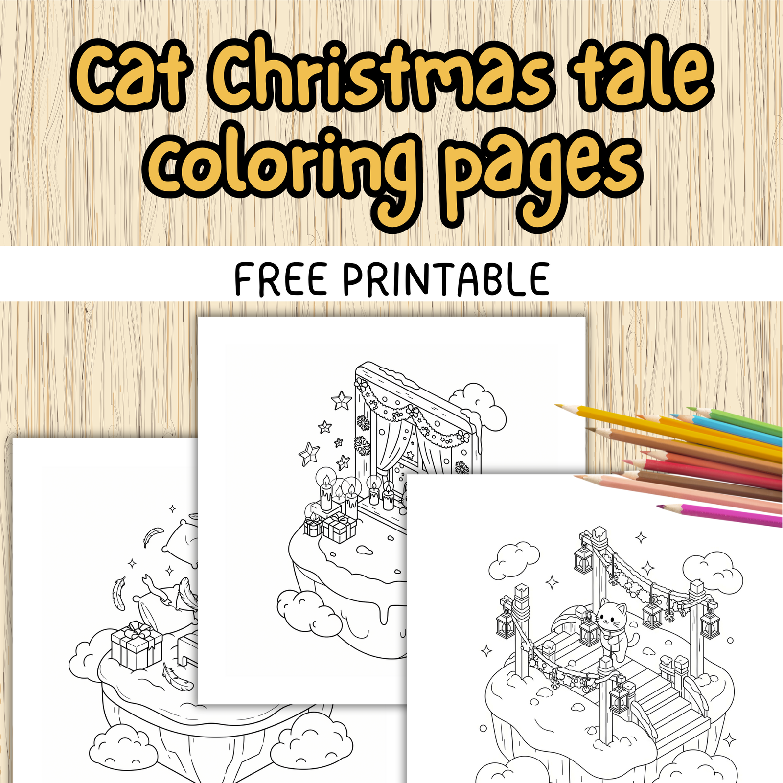 cat Christmas tale coloring pages
