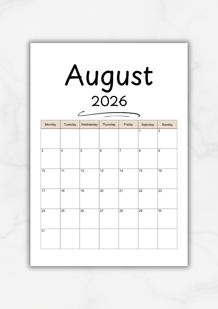 free 2026 printable calendar