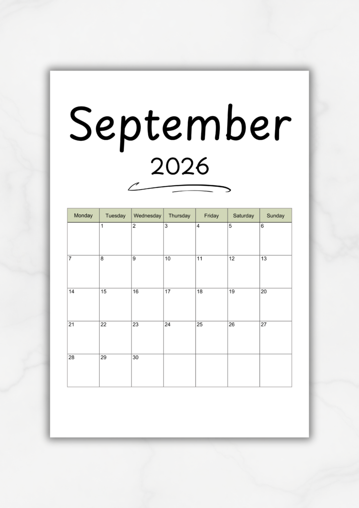 free 2026 printable calendar