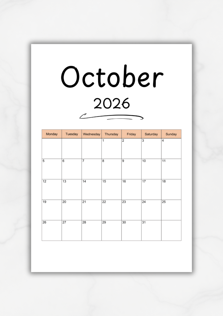 free 2026 printable calendar