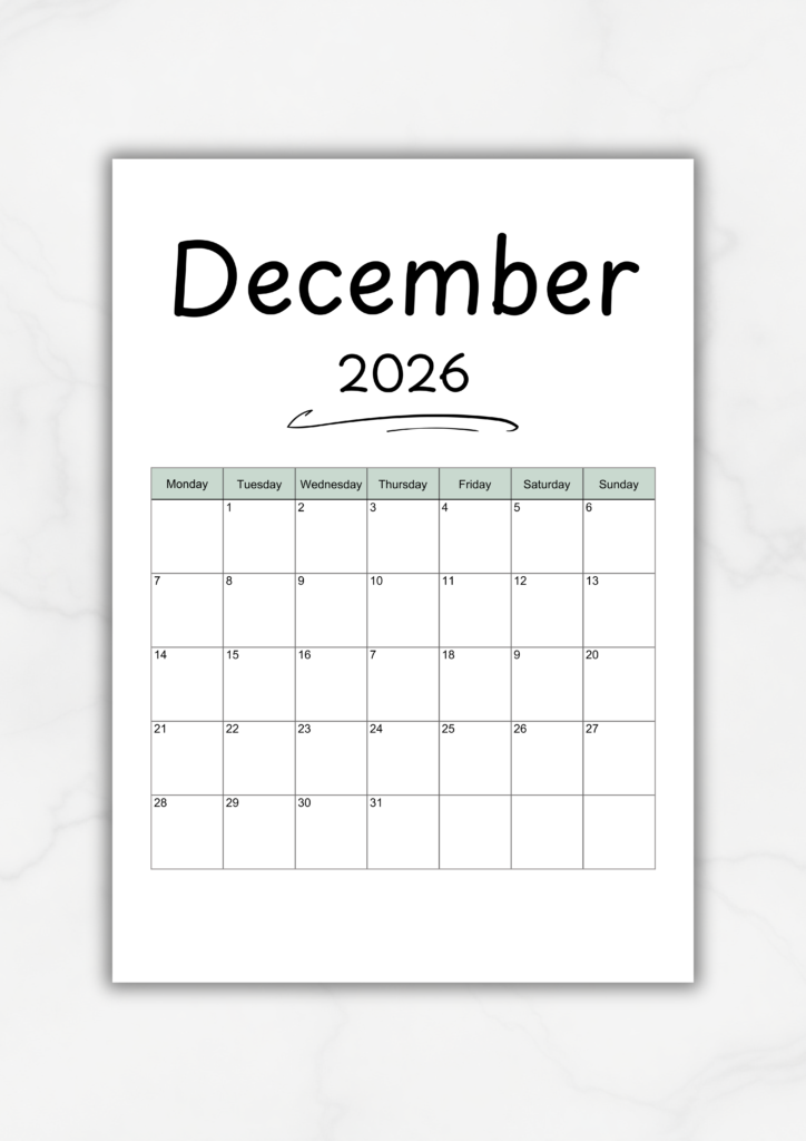free 2026 printable calendar