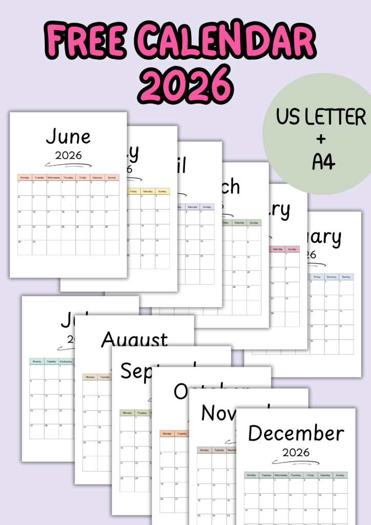 free 2026 printable calendar