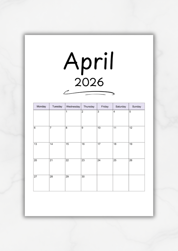 free 2026 printable calendar