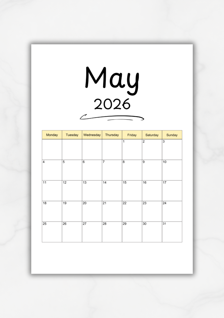 free 2026 printable calendar