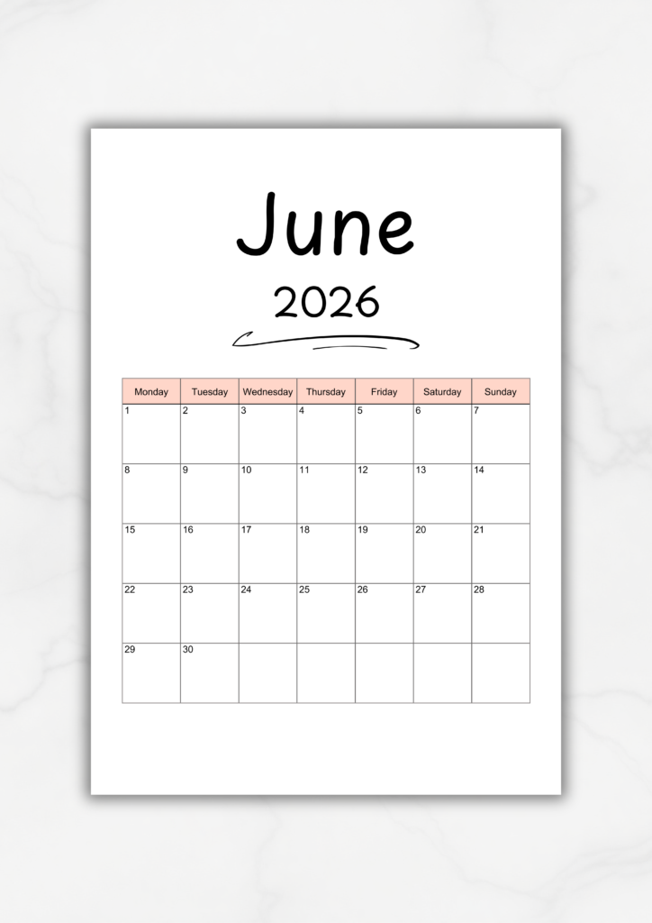 free 2026 printable calendar
