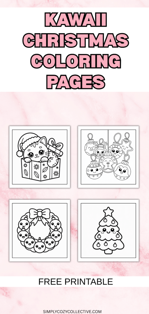 kawaii Christmas coloring pages