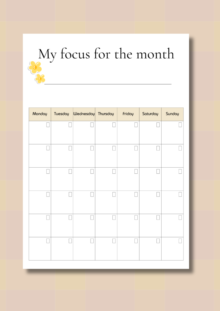 Blank calendar printable