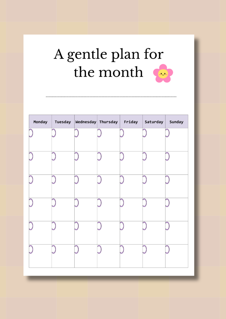 Blank calendar printable