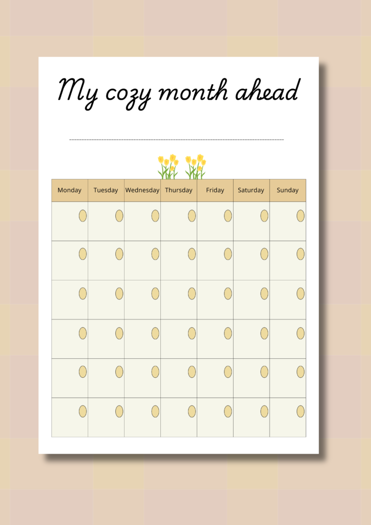 Blank calendar printable