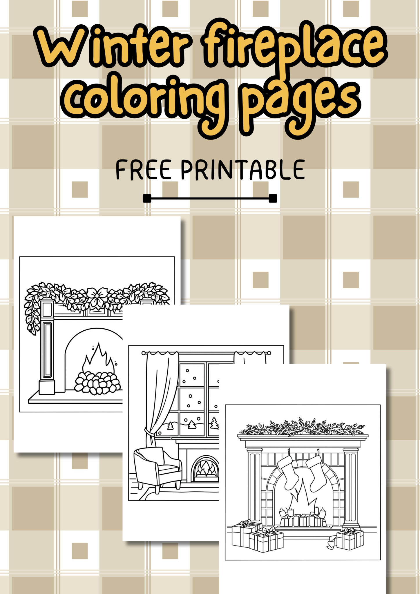 Free winter fireplace coloring pages - Simply Cozy Collective