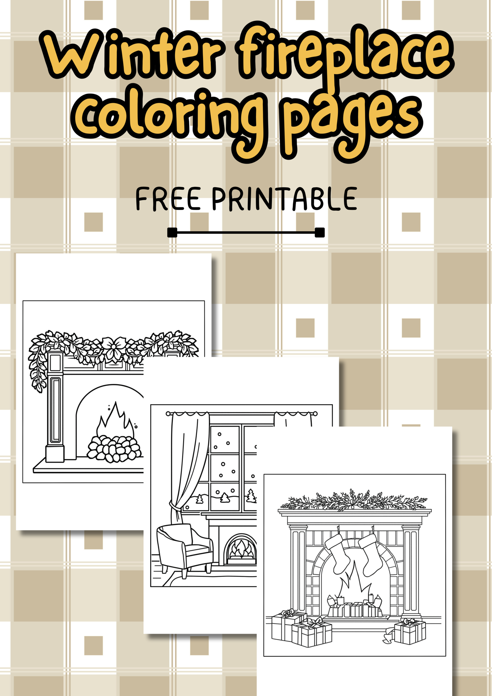Free winter fireplace coloring pages - Simply Cozy Collective