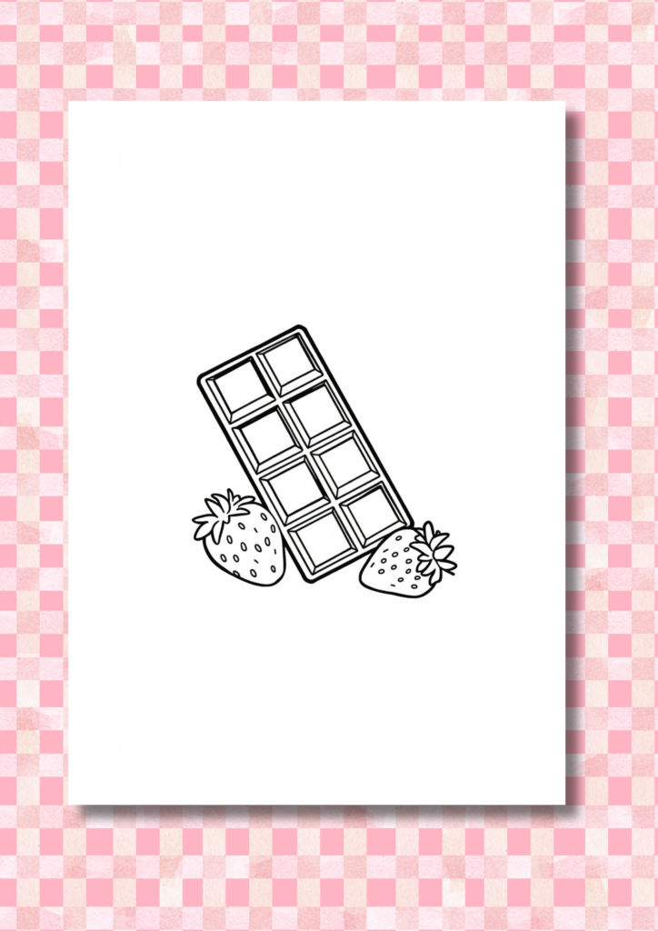 Chocolate and Strawberries Valentine coloring pages