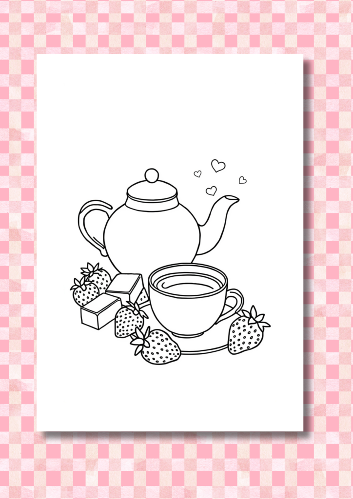 Chocolate and Strawberries Valentine coloring pages