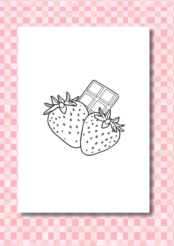 Chocolate and Strawberries Valentine coloring pages