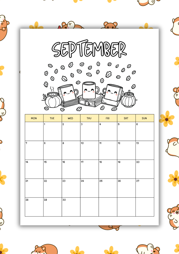 free kawaii 2026 coloring calendar
