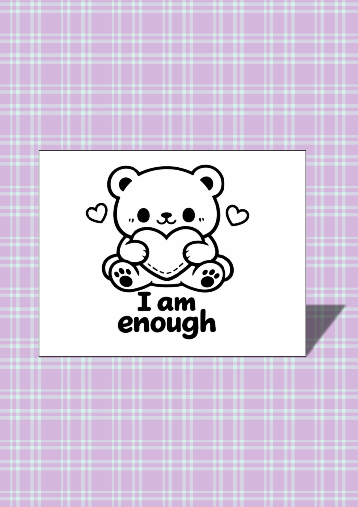 Kawaii Valentine affirmations coloring cards