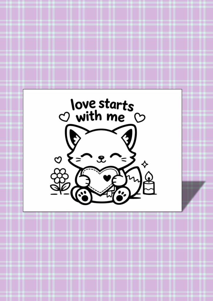 Kawaii Valentine affirmations coloring cards