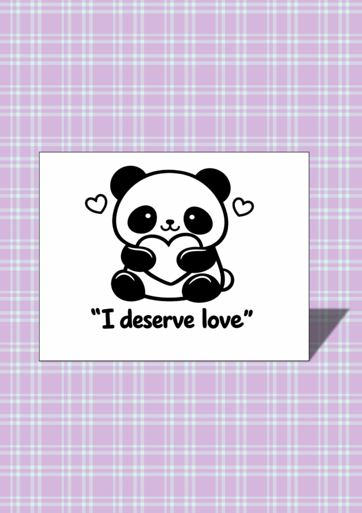 Kawaii Valentine affirmations coloring cards