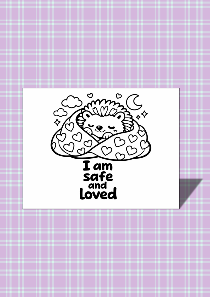 Kawaii Valentine affirmations coloring cards