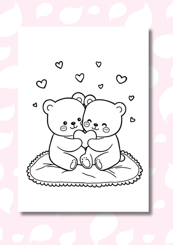free kawaii animal couples coloring pages