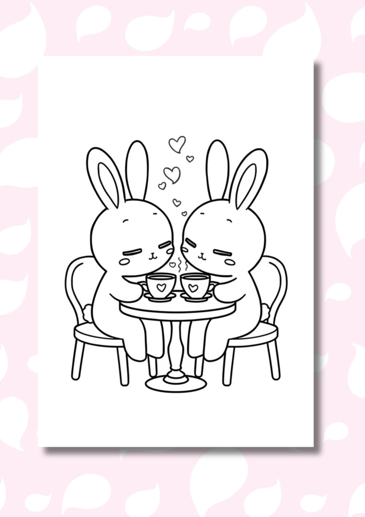 free kawaii animal couples coloring pages