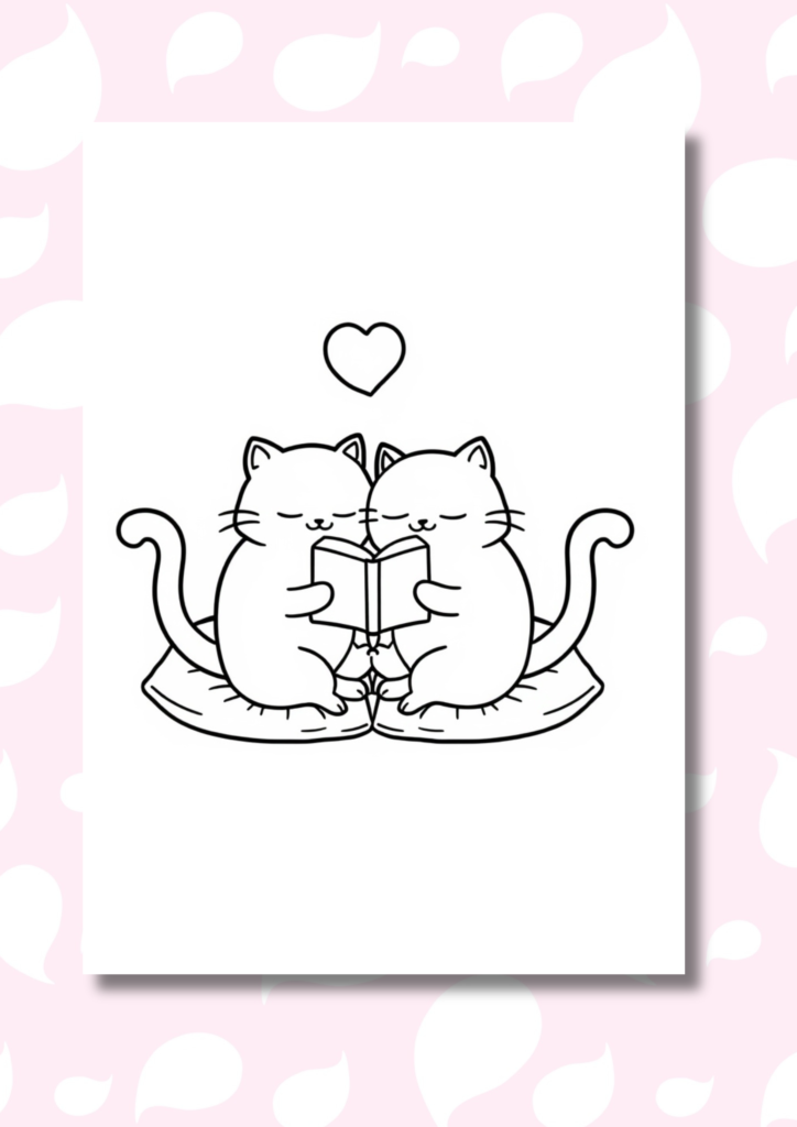 free kawaii animal couples coloring pages